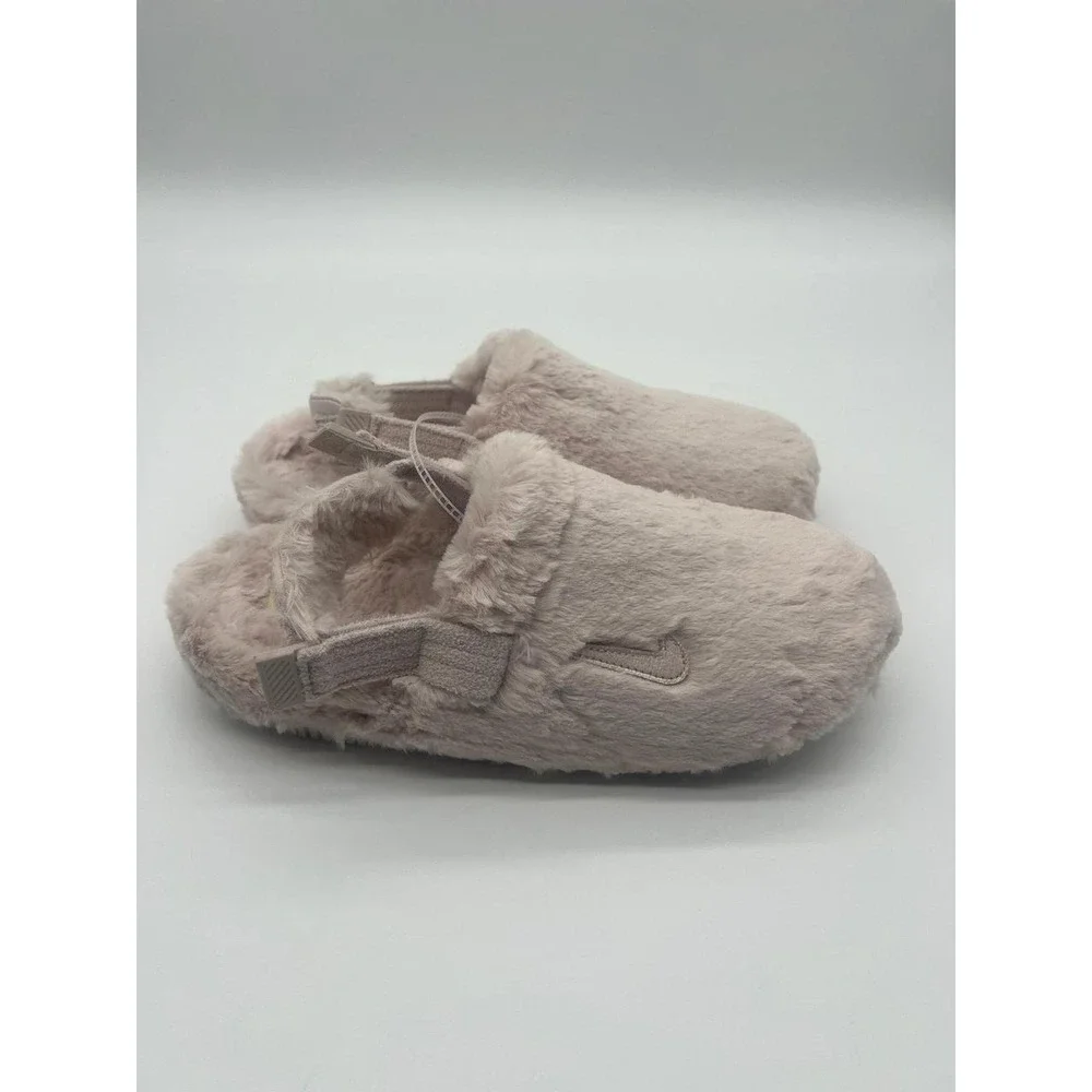 Nike Calm Mule Faux Fur Tan Cream Women's Sz 9 NWOB